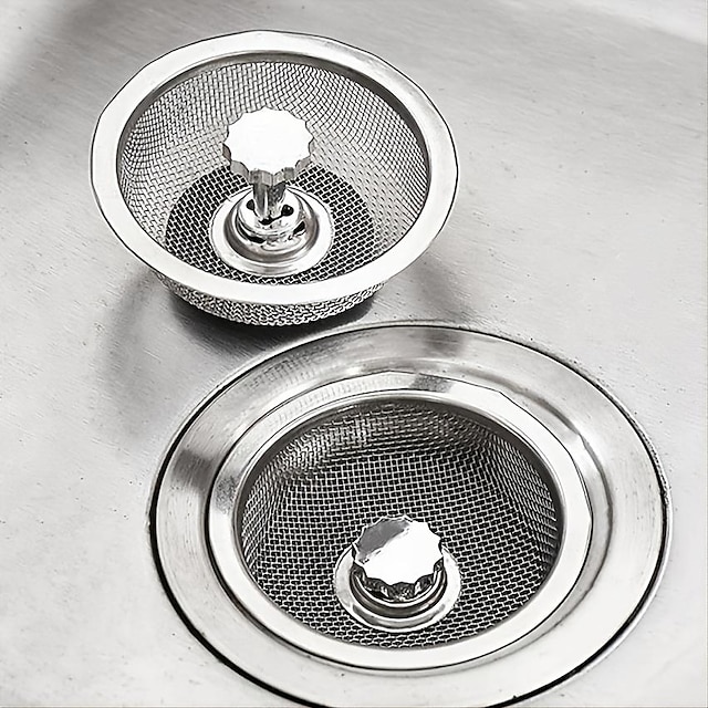  1pc Sink Filter With Plug, Kitchen Stainless Steel Water Filter, Wash Basin Slag Screen