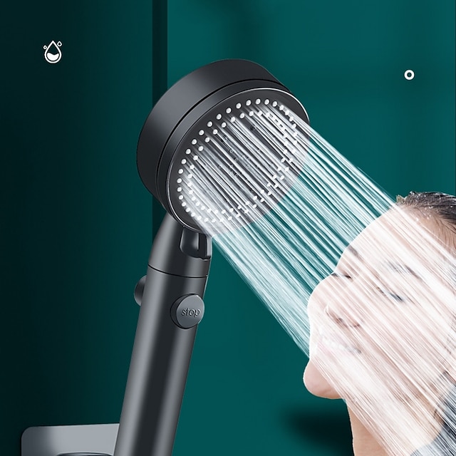  Cabeça de chuveiro de 5 modos com bico anti-queda portátil, spray portátil de alta pressão e alto fluxo para economia de água com interruptor de pausa liga / desliga, acessórios de banheiro com
