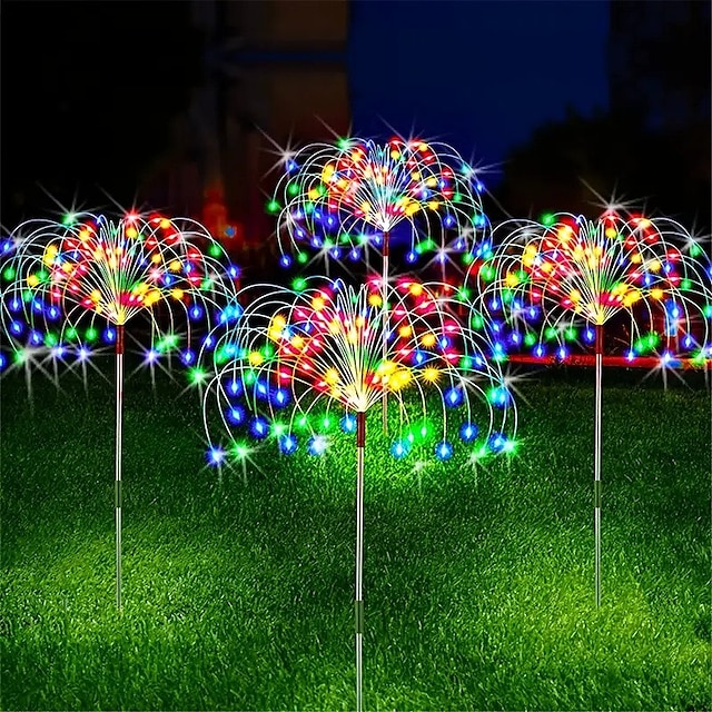  Solar Fireworks Lights 90/120/150/200 LEDS Outdoor DIY Solar Lights Garden Decorative Lights Waterproof Fairy Lights Lawn Lights
