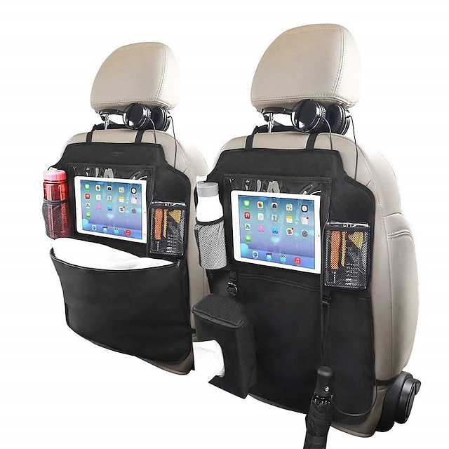  organisateur de siège de voiture tapis de protection arrière de siège protecteur de siège avec 1 boîte à mouchoirs support de tablette transparent de 10 