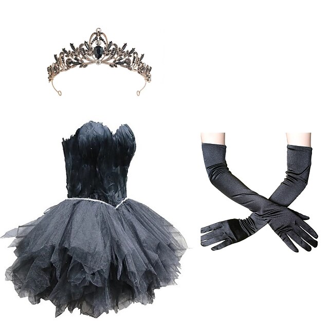 Tenues Court / Mini Tutu Ensemble d'accessoires Robe Plume Bijoux de t??te Sans manches Cygne 