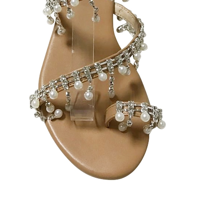 Women's Sandals Boho Bohemia Beach Wedding Imitation Pearl Flat Heel ...