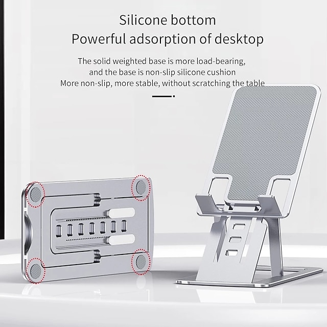  justerbar aluminiumslegering stasjonær nettbrettholder bord sammenleggbar telefon standard mobiltelefonholder stativ iphone ipad