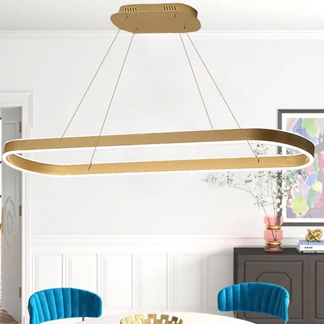  80/100cm cirkel design hanglamp led noordse stijl aluminiumlegering geverfde afwerkingen moderne mode voor eetkamer keuken woonkamer 110-240v 78w alleen dimbaar met afstandsbediening