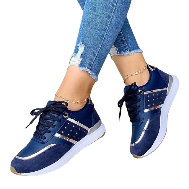 Women's Sneakers Plus Size White Shoes Daily Flat Heel Round Toe Casual
