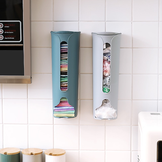  roskapussin säilytyslaatikko muovipussin keräilijä keittiössä seinään asennettava kätevä pussinpoistotyyppi