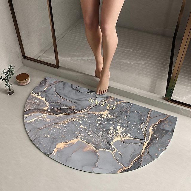  Diatomeenerde-Badematte halbrunder Marmor super saugfähig Toilettentür schnell trocknende Fußmatte Eingangstürmatte rutschfeste Matte