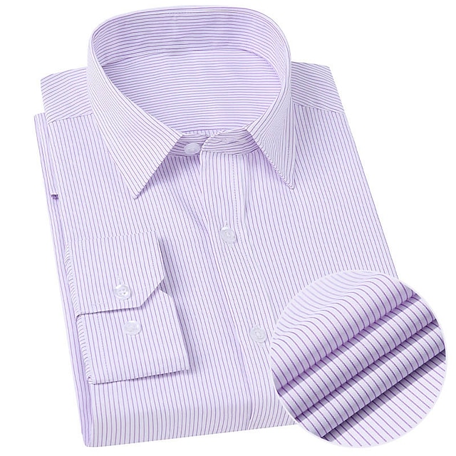  Herren Oberhemd Streifen Hochzeit Outdoor Traube Blau Purpur Leicht Blau Langarm Umlegekragen Sommer Frühling Sommer Bekleidung Bedruckt