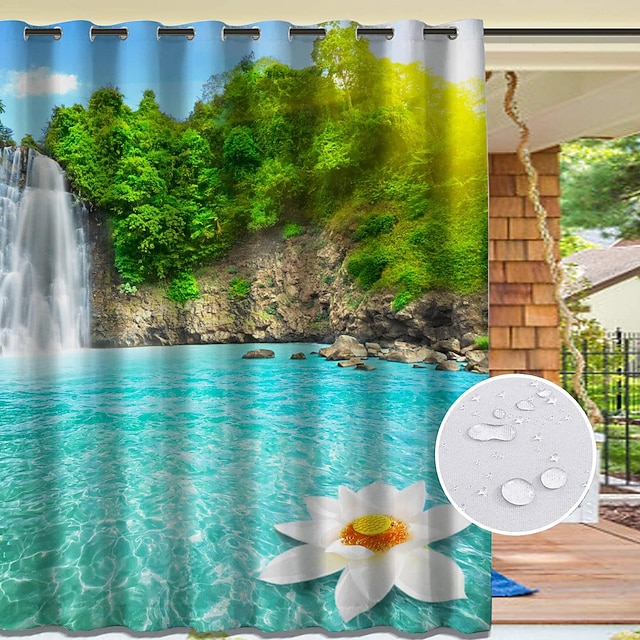 2 Panels Outdoor Curtain Privacy Waterproof, Sliding Patio Beach