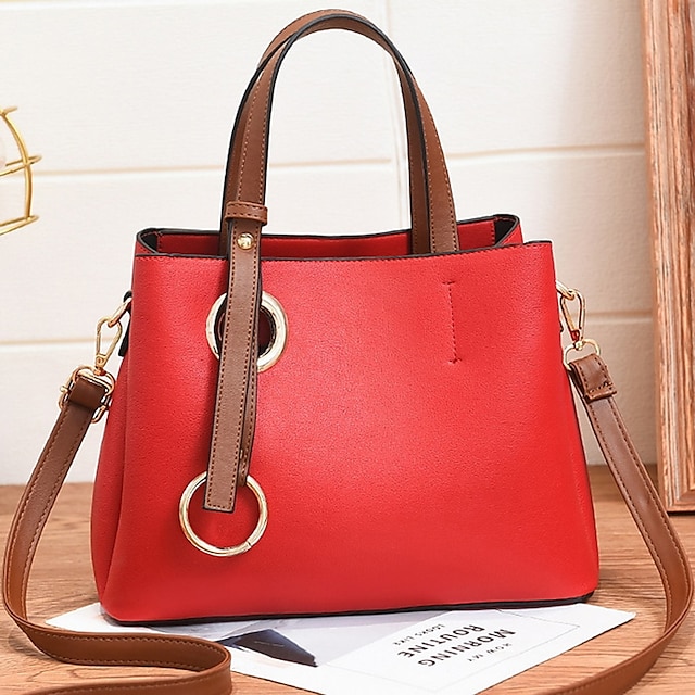 Women's Satchel Crossbody Bag PU Leather Daily Zipper Solid Color Earth ...