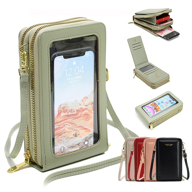  Cell Phone Purse, Women's Phone Case Crossbody, Touchscreen Phone Wallet Crossbody with Adjust Chain Strap, Waterproof Small Messenger Shoulder Bag Handbag Magnetic Snap Fit to 6.5