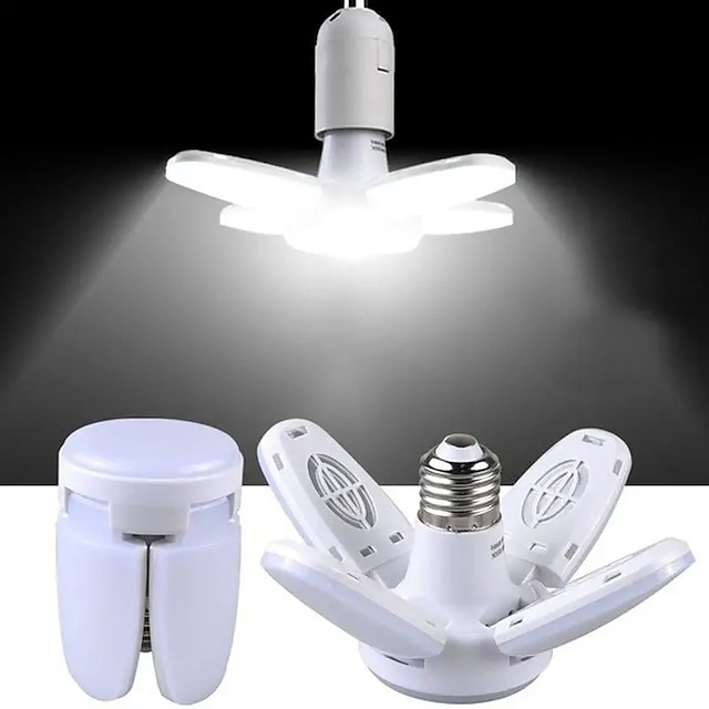  E27 LED Bulb Fan Blade Timing Lamp AC85-265V 28W Foldable Led Light Bulb Lampada For Home Ceiling Light