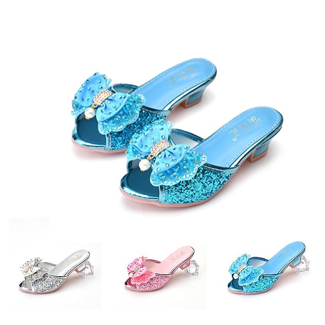  Girls' Slippers & Flip-Flops Daily Glitters Heel Slingback Synthetics Breathability Height-increasing Cosplay Big Kids(7years +) Little Kids(4-7ys) Birthday Gift Daily Indoor Outdoor Play Bowknot