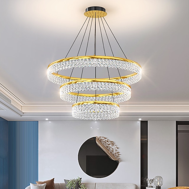  lampadari led ring circle design 40+60+80cm Lampadario a led dimmerabile a 3 luci a più livelli