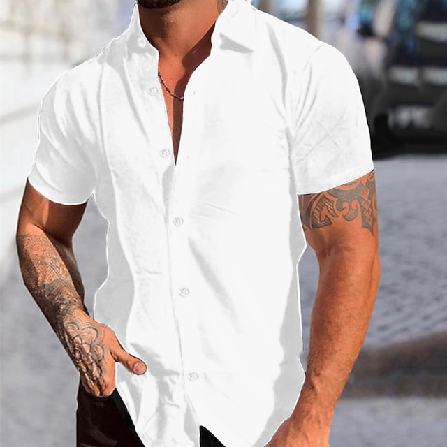Men's Button Up Shirt Casual Shirt Summer Shirt Black White Navy Blue