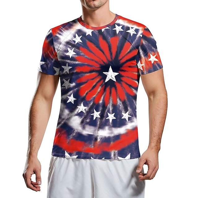  4. juli USA's nationale flag T-shirt Trykt mønster Klassisk Gadestil Til Par Herre Dame Voksne Uafhængighedsdag 3D-udskrivning Afslappet / Hverdag