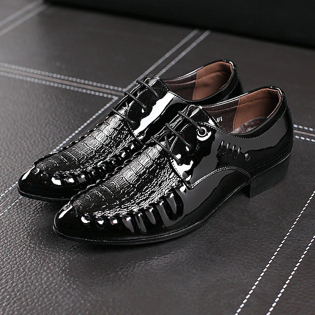 Men's Oxfords Dress Shoes Crocodile Pattern Vintage Business Classic ...