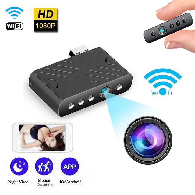  wifi mini usb camera ip cam التلقائي للرؤية الليلية كشف الحركة إنذار مراقبة المنزل كاميرا الفيديو v380 suport 128gb tf card