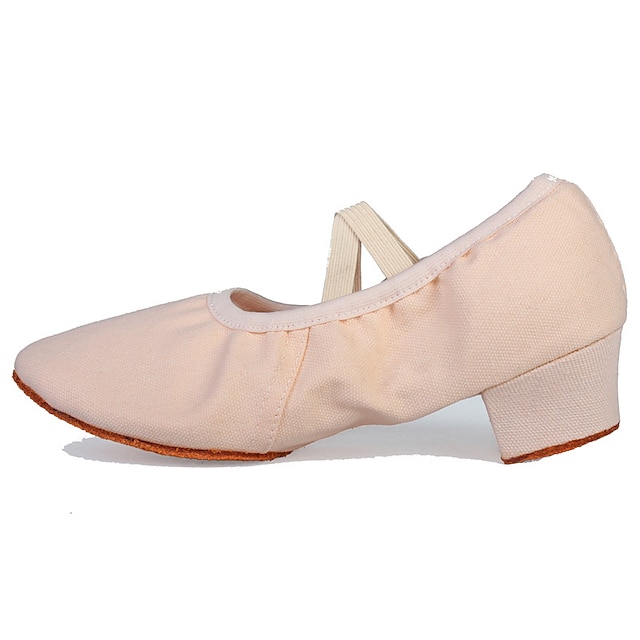  sapatilhas de balé femininas sun lisa sapatos de salão treino performance prática salto grosso sola de couro com cadarço faixa elástica adulto