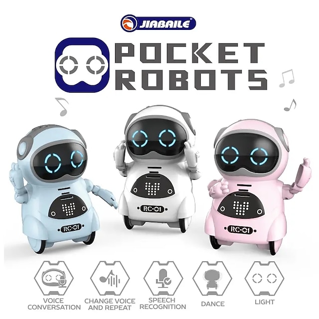  Pocket RC Robot Talking Interactive Dialogue Voice Recognition Record Singing Dancing Telling Story Mini RC Robot Toys Gift