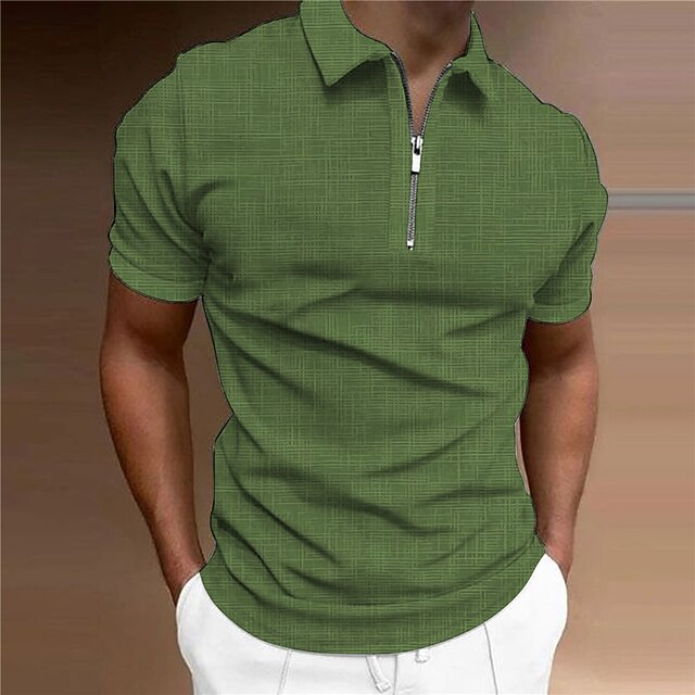 Men's Zip Polo Polo Shirt Outdoor Street Turndown Short Sleeves Fashion