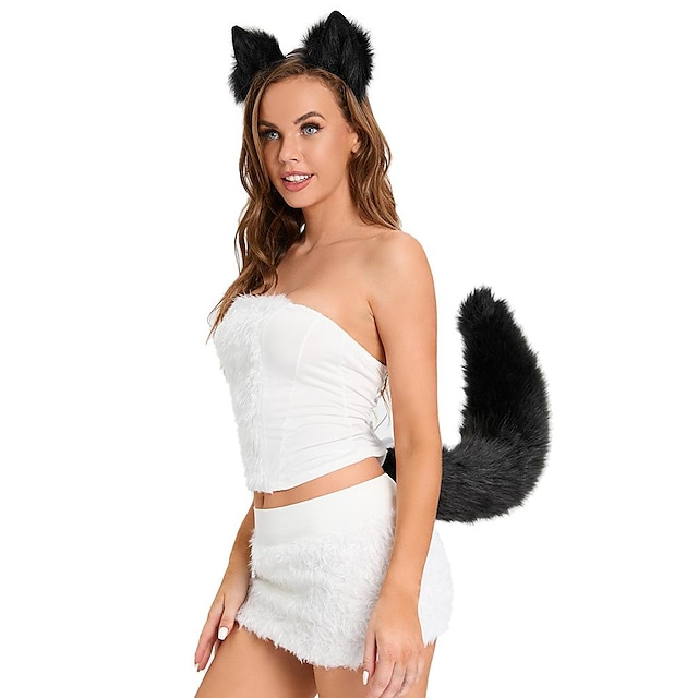  liška ocas klip kočka uši vlk tlapky rukavice cosplay kostým halloween ozdobný party kostým doplňky