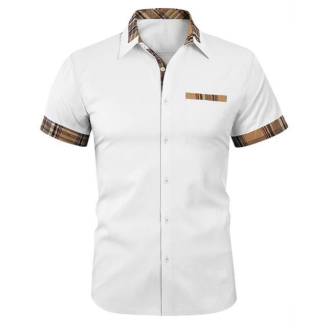 Men's Shirt Button Up Shirt Summer Shirt Black White Pink Red Blue