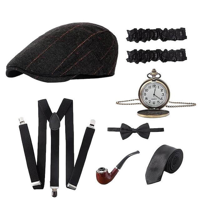  Retro / vintage Möly 20s 1920-luku Tarvikesarja Baskerihattu Suuri Gatsby Herrasmies Gangsteri Miesten Karnevaali Ystävänpäivä Juhla-iltavaatteet Naamiaiset Cocktailjuhla Aikuiset Rusetti Lis