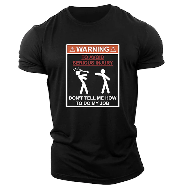 Mens Graphic Shirt Stick Figures 3D For To Avoid Serious Injury Black ...