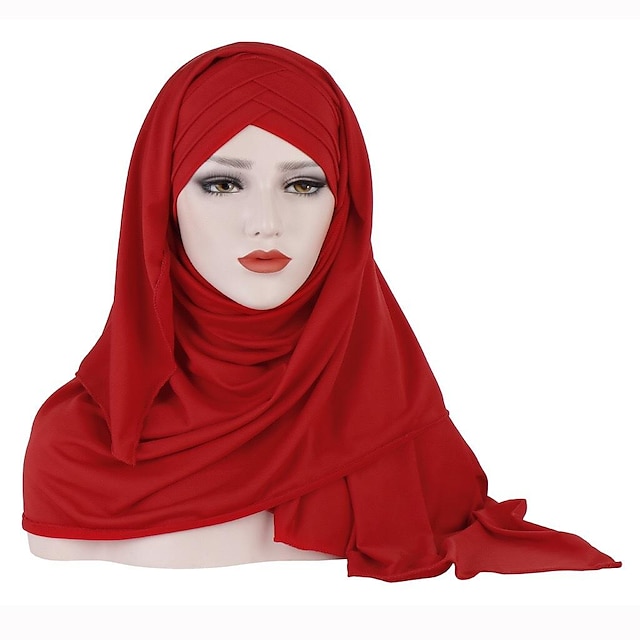  Жен. хиджаб шарфы шарф Религиозные арабский Мусульманин Рамадан Однотонный Взрослые Головные уборы