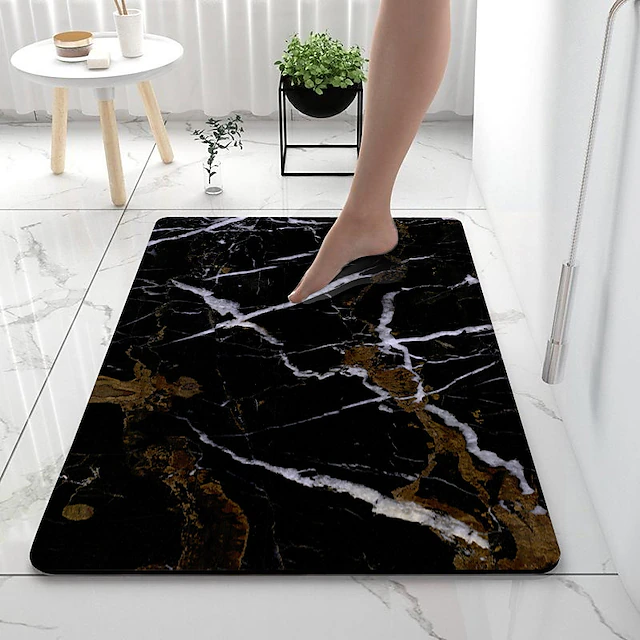 Diatomaceous Earth Bath Mat Non-slip Marble Pattern Super Absorbent Bathroom Rug Door Mat New Design 7