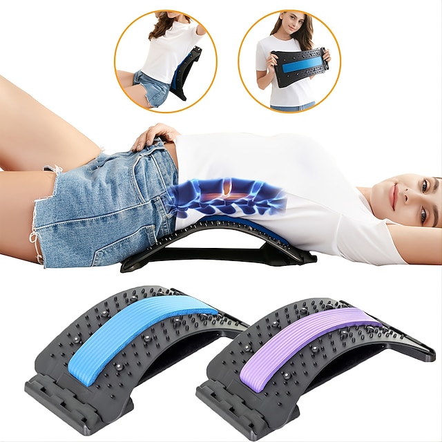  Back Stretcher for Pain Relief, Spine Deck with 3 Adjustable Settings, Back Cracker Device, Upper & Lower Back Pain Relief Stretcher for Spinal Decompression, ​Spine Aligner with Massager