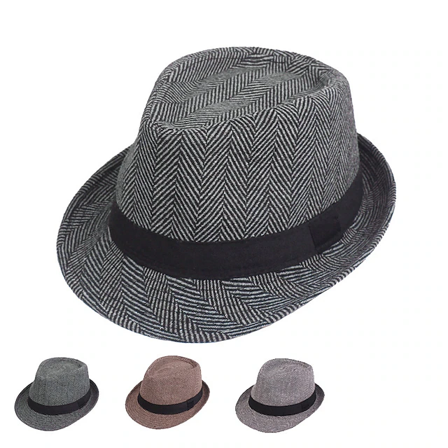 Men's Fedora Hat Panama Hat khaki Light Grey Cotton Streetwear Stylish 1920s Fashion Outdoor Daily Going out Graphic Prints Sunscreen 9