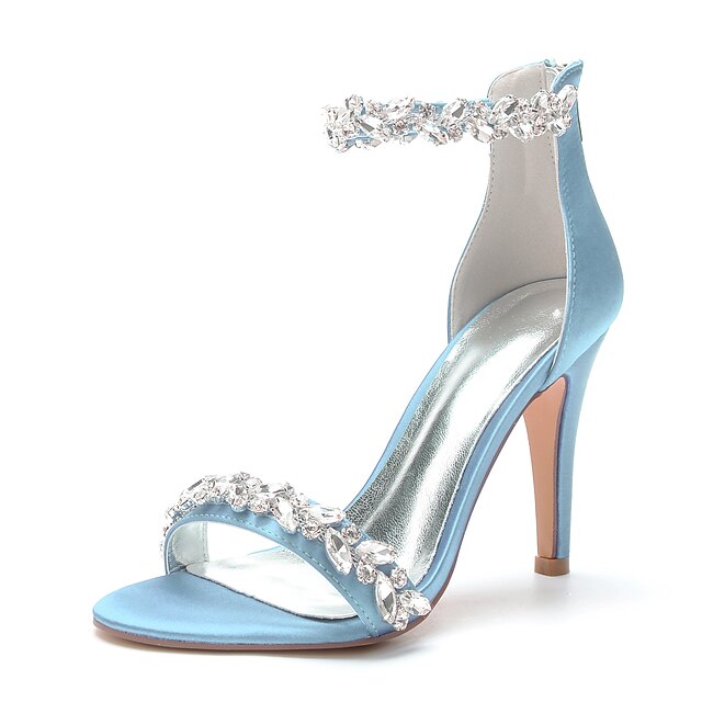 Women's Wedding Shoes Silk Satin Crystal Stiletto Pointed Toe Buckle Bridal Shoes main image 0