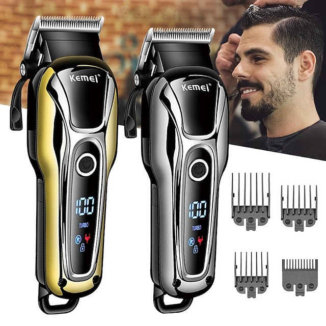  kemei uppladdningsbar hårtrimmer för män rakapparat professionell hårklippare hårklippningsmaskin frisörtillbehör klippmaskin skägg