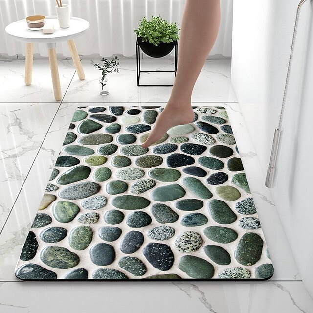  Alfombrilla de baño de tierra de diatomeas patrón de guijarros alfombra de baño superabsorbente alfombrilla de puerta nuevo diseño