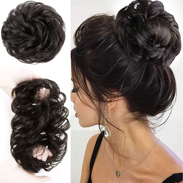 100% Remy Human Hair Messy Bun Extension Messy Hair Bun Hair Scrunchies ...