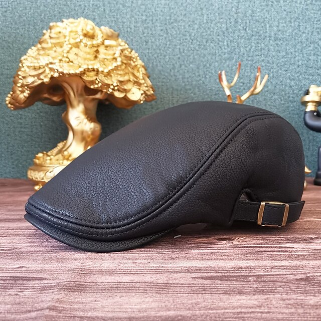 Men's Flat Cap Black Brown PU Fashion Streetwear Stylish 1920s Fashion Outdoor Daily Going out Plain Warm 8