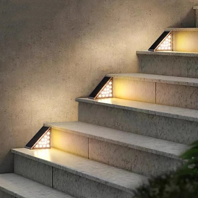  2 個ソーラーステップライト屋外階段ライト led レンズデザイン超高輝度 ip67 防水盗難防止階段ライト装飾照明ガーデンデッキガーデンランプ
