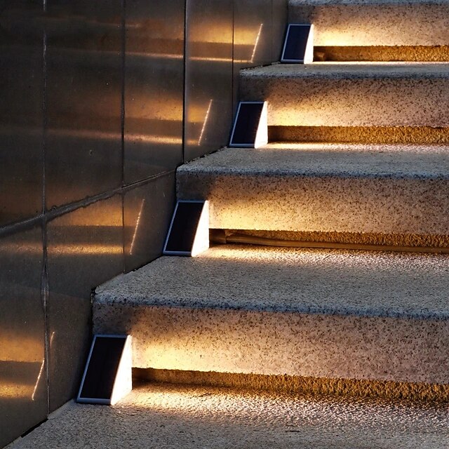 2pcs LED Groud Lights Solar Step Lights Outdoor Stair Lights LED Lens ...