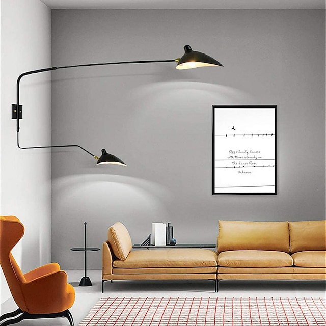  Pendel-Wandlampe im einfachen Stil mit Kuppellampenschirm 1-2 Licht schwarze Wandlampe geeignet für Korridor Eingang Schlafzimmer Esszimmer E26 / E27-Glühlampe