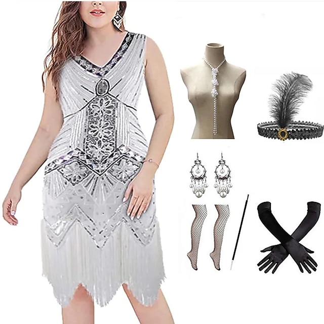  The Great Gatsby Dress Outfits The Great Gatsby Women's Sequins Plus Size Masquerade Party & Evening Festival Dress