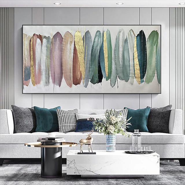 Mintura Handmade Golden Oil Paintings On Canvas Wall Art Decoration Modern Abstract Picture For Home Decor Rolled Frameless Unstretched Painting 10