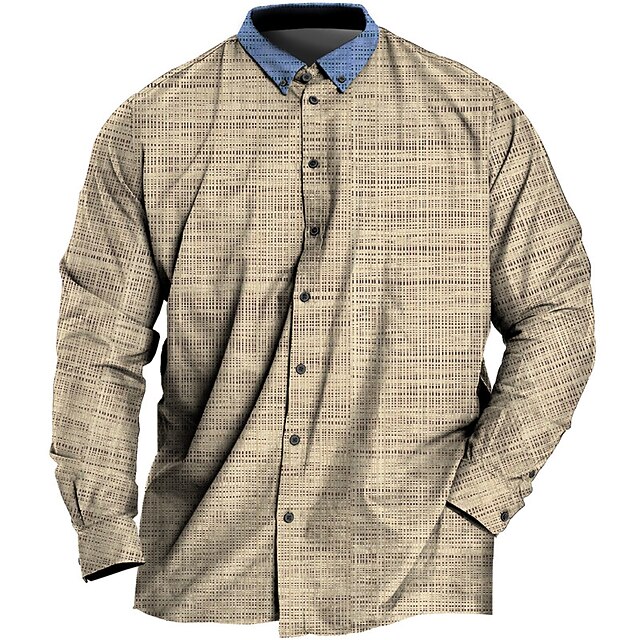 Men's Plus Size Shirt Big and Tall Stripe Turndown Buttons Long Sleeve Spring & Summer Sports Fashion Streetwear Designer Outdoor Vacation Tops4