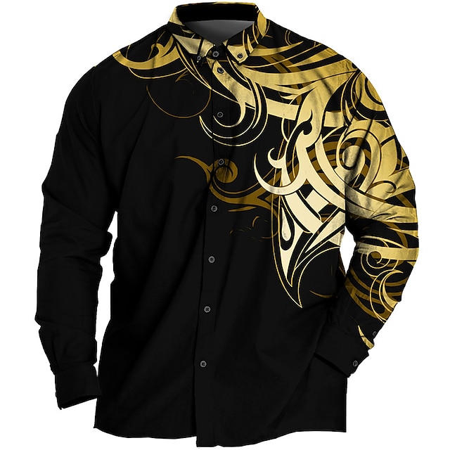  Homens Tamanho Grande Camisa Social Grande e Alto Estampas Abstratas Aberto para a Lateral Imprimir Manga Longa Primavera Verão Esportes Moda Roupa de rua Designer Ao ar livre Rua Blusas