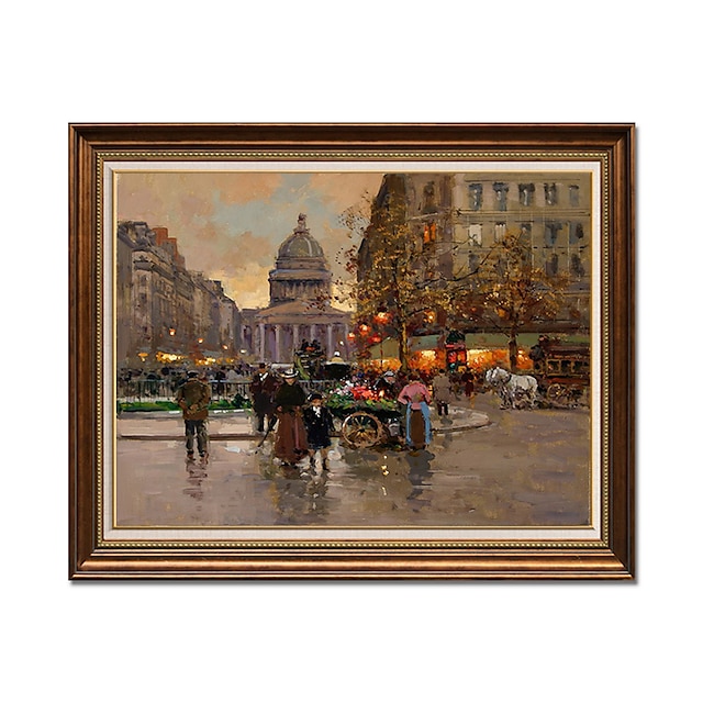  håndlaget oljemaleri lerret veggkunst dekorasjon fransk inntrykk klassisk gatescene for hjemmeinnredning rullet rammeløs ustrekket maleri