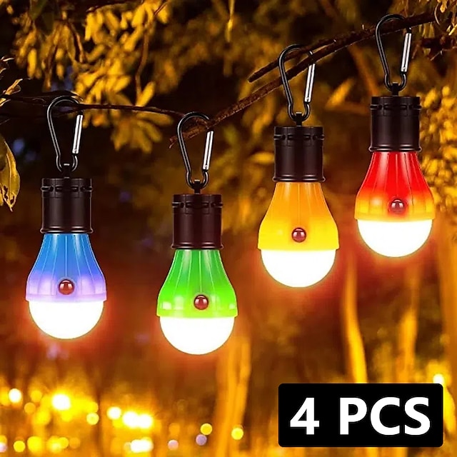  4 stk utendørs hengende teltlampe 4farger nød mini led pære lys camping lanterne for fjellklatring aktiviteter turlys
