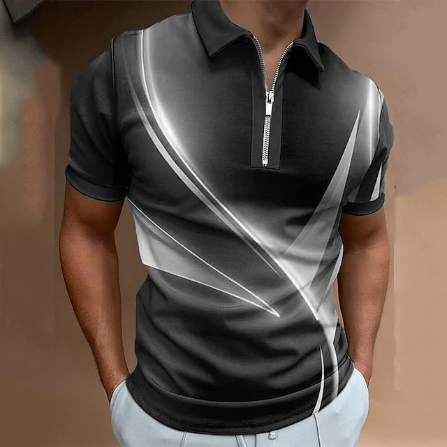Men's Polo Shirt Golf Shirt Streamer Turndown Black Pink Blue Purple ...