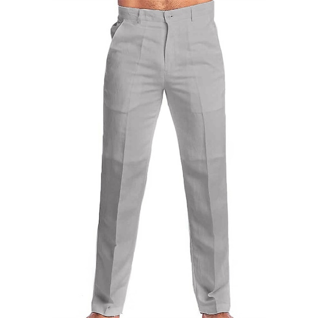 Men Spring Summer Style Simple Linen Solid Casual Pant Male Leisure Straight Trousers