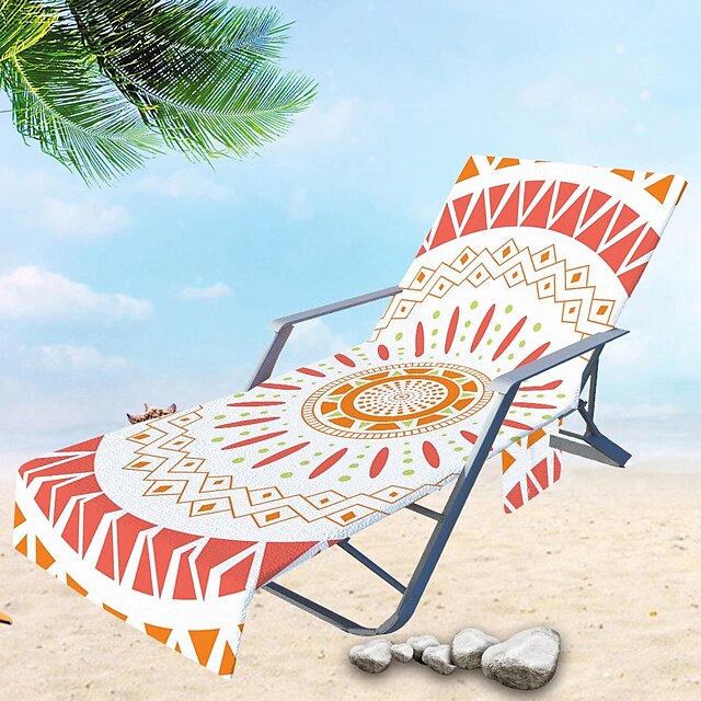  Lounge Chair Cover Microfiber Beach Towel Swimming Pool Lounge Chair Cover with Pockets Holidays Sunbathing Quick Drying Terry Towels Green